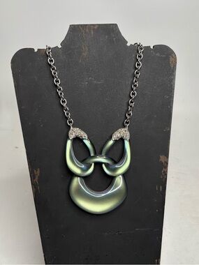 ALEXIS BITTAR Lucite & Crystal Link Pendant Statement Necklace $445 Retail